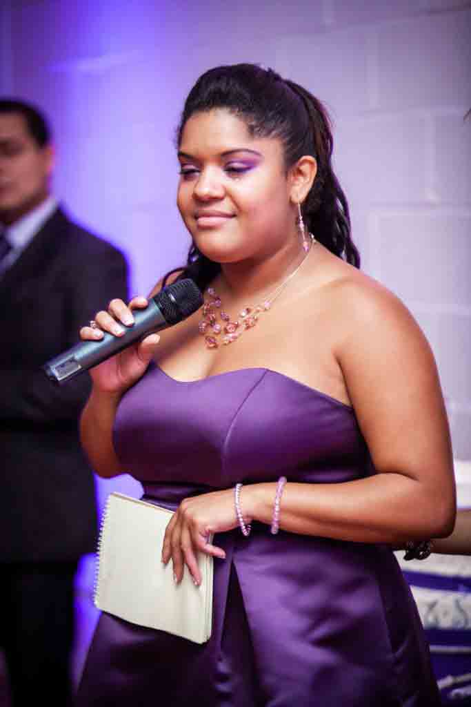 Maid of honor making speech at an Attic Studios wedding