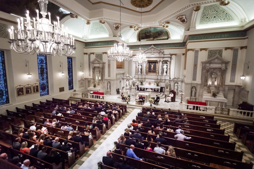 Wide shot of St. Peter's Church wedding ceremony