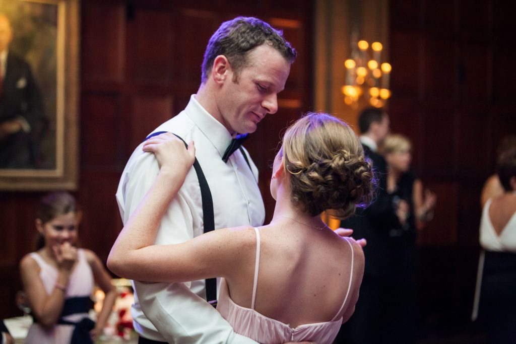 Groom dancing with young girl at a Harvard Club NYC wedding
