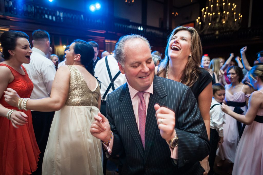 Guests dancing during reception at a Harvard Club NYC wedding