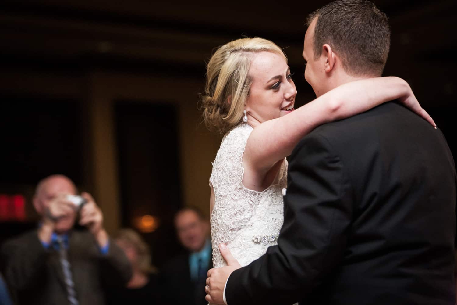 Bride and groom during first dance at a Nicotra's Ballroom wedding