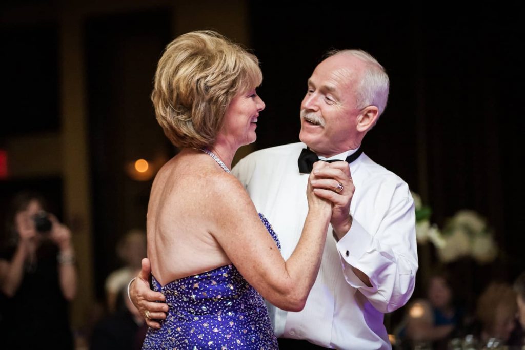 Father and mother of the bride dancing at a Nicotra's Ballroom wedding