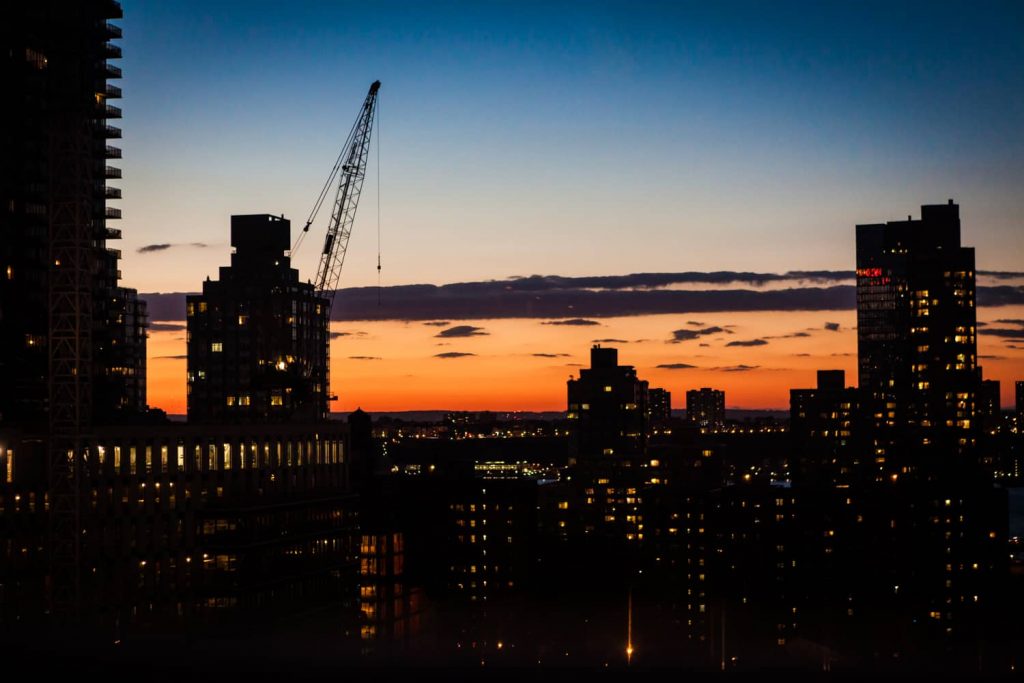 View of Upper West Side at sunset from Empire Hotel roof