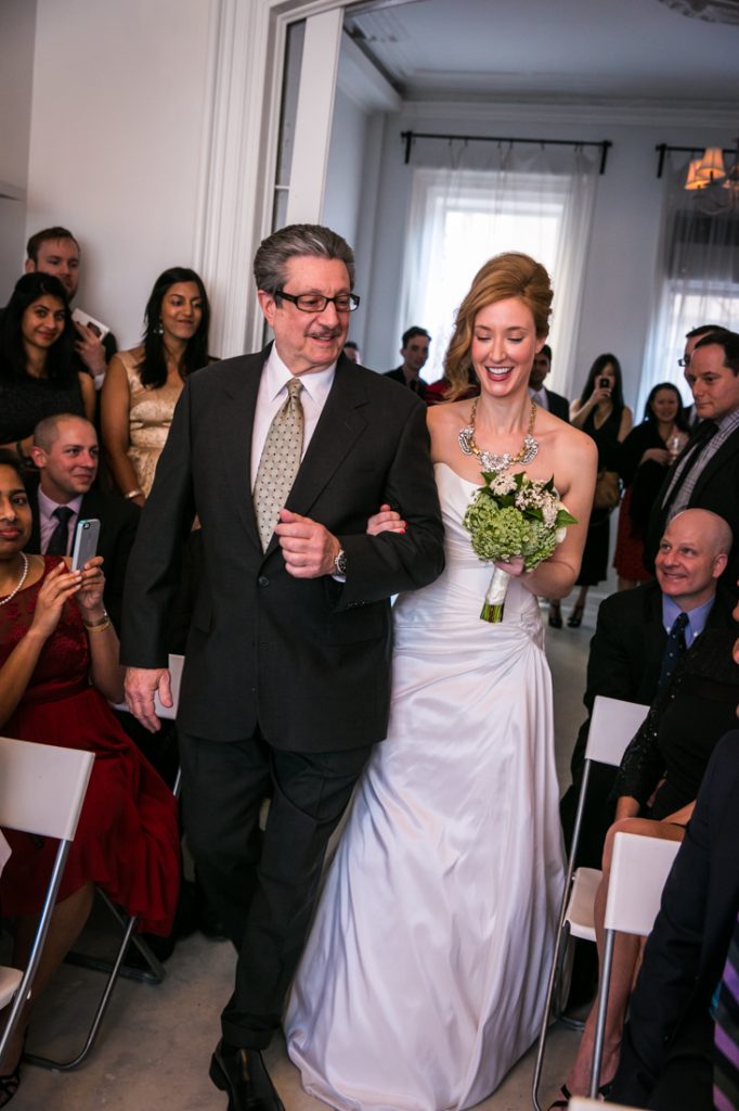 Bride and father walking down aisle at a Maison May Brownstone wedding