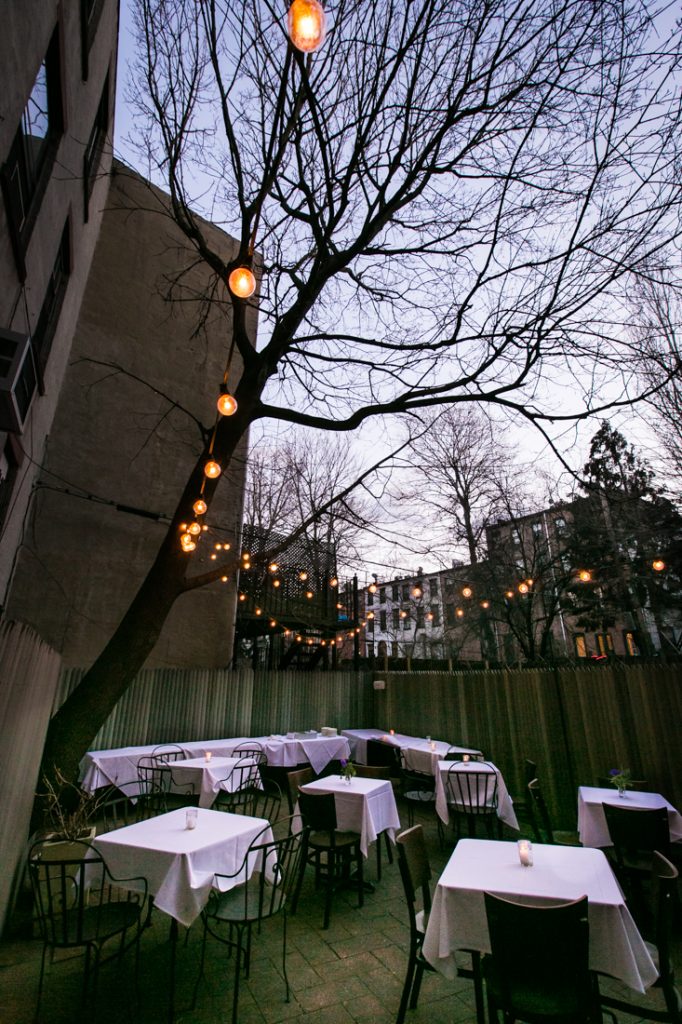 Outdoor patio at a Maison May Brownstone wedding