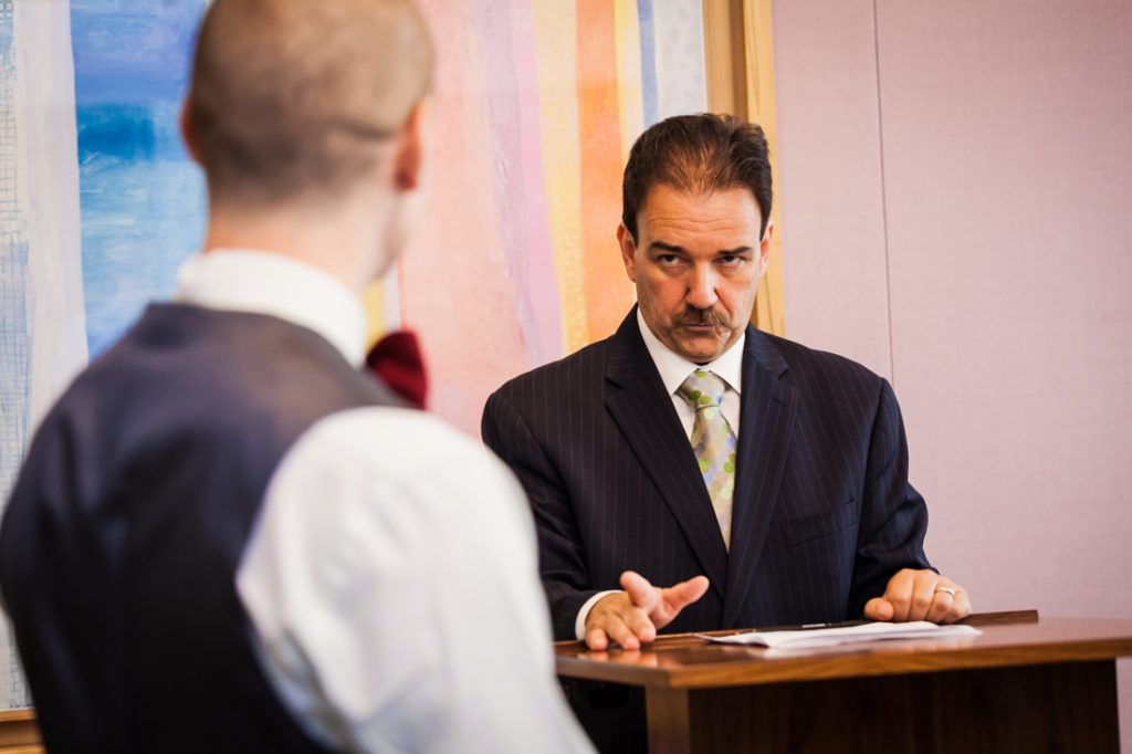 Officiant speaking during a NYC LGBTQ City Hall wedding