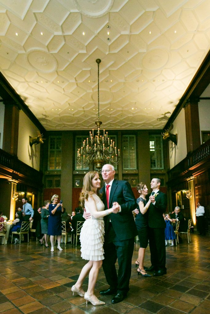 Harvard Club wedding photos of bride and groom dancing with parents