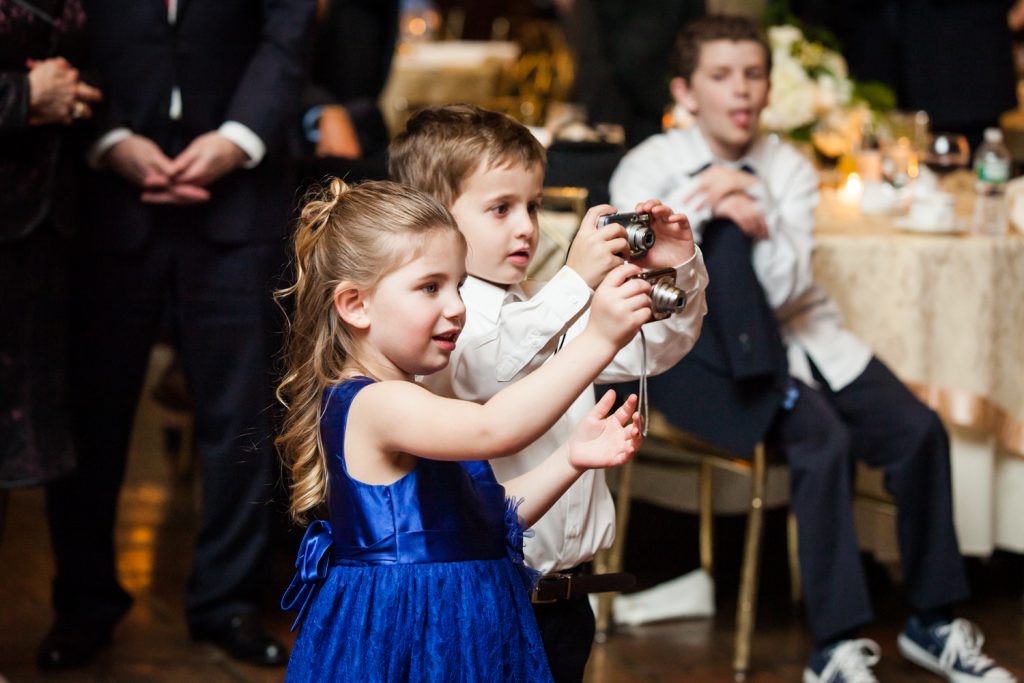 Harvard Club wedding photos of little kids taking photos with cameras