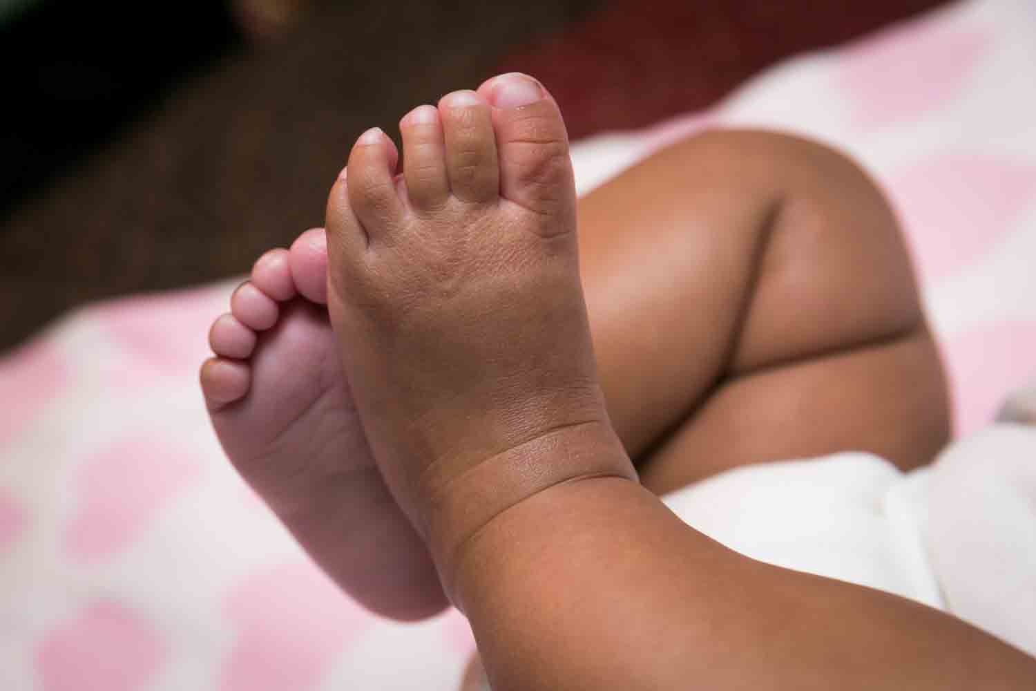 Close up of little baby feet