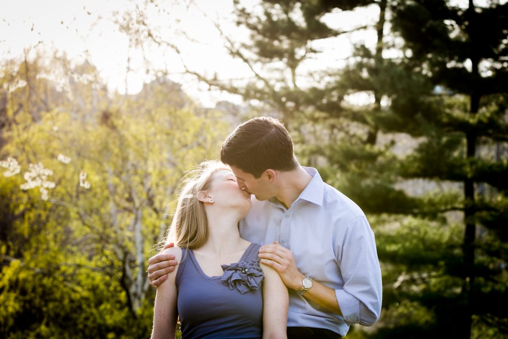 Couple kissing passionately in Central Park