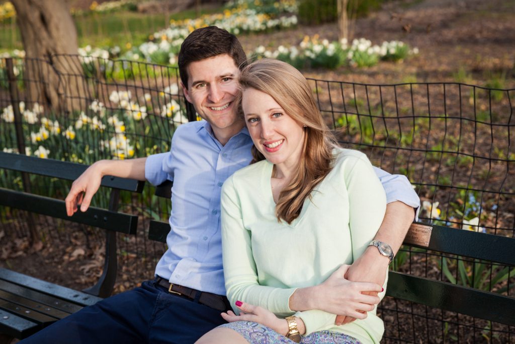 Man and woman during a Central Park engagement session