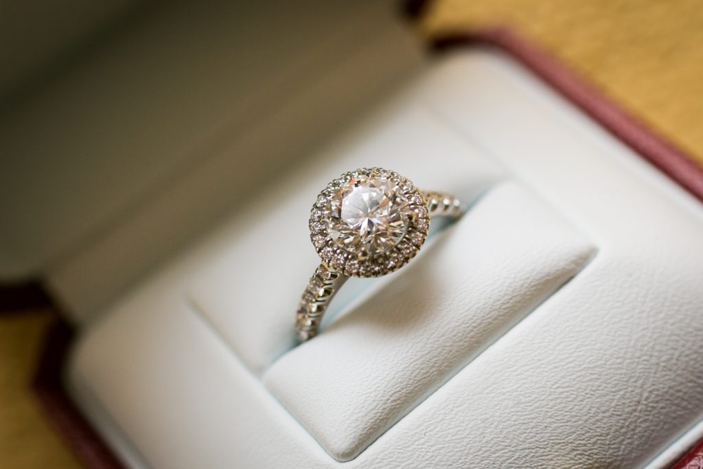 Cartier engagement ring for a University Club wedding