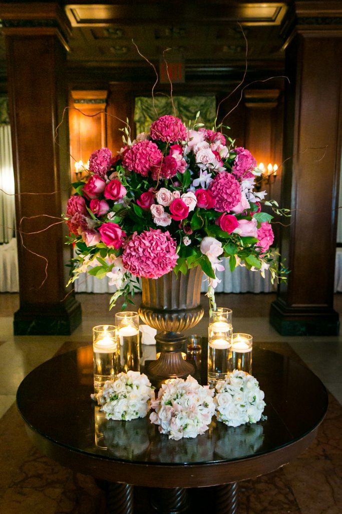 Flower bouquets at a University Club wedding