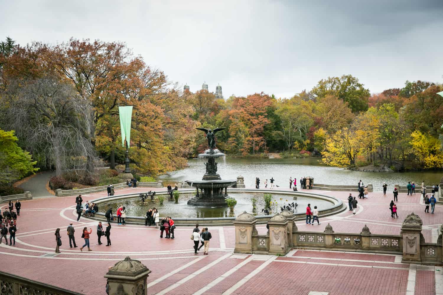 View of Bethesda Terrace in Central Park in fall