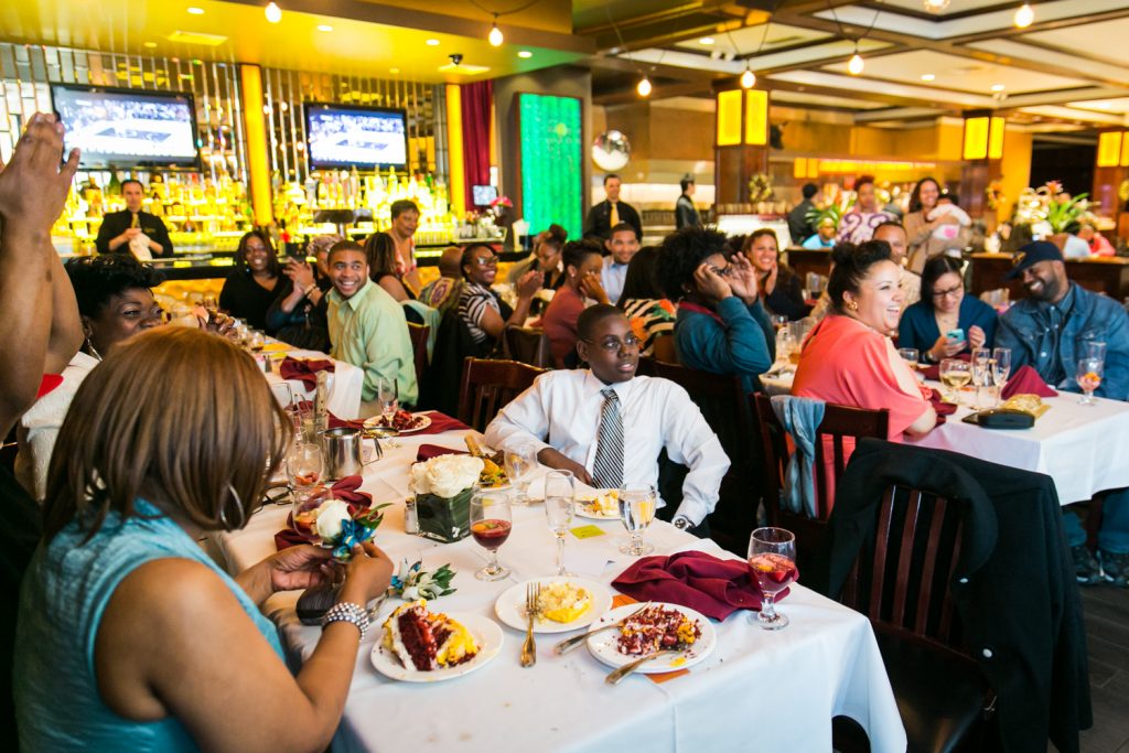 Guests enjoying reception at a Flushing Meadows Corona Park wedding