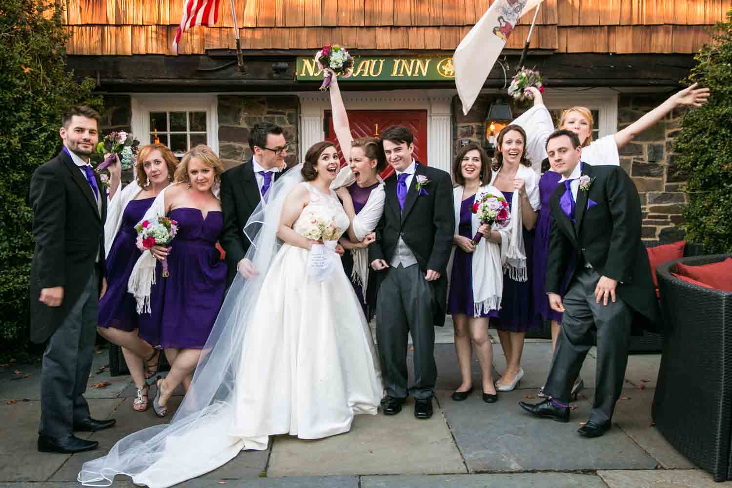 Bridal party outside Nassau Inn at a Nassau Inn wedding