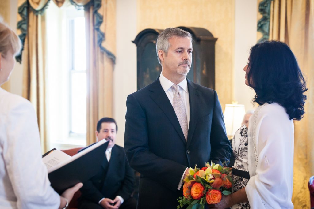 Bride looking at groom at a Waldorf Astoria wedding
