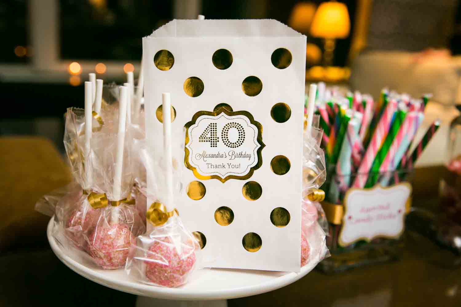 Close up on lollipops and printed candy bags