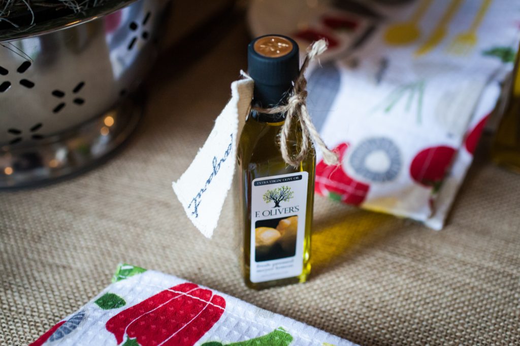 Small bottle of olive oil for guest favor