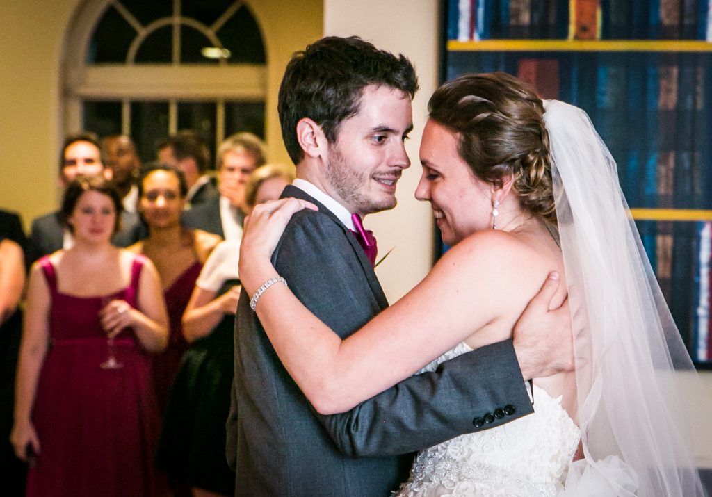 Bride and groom enjoying first dance for an article on how to get the wedding photos you want