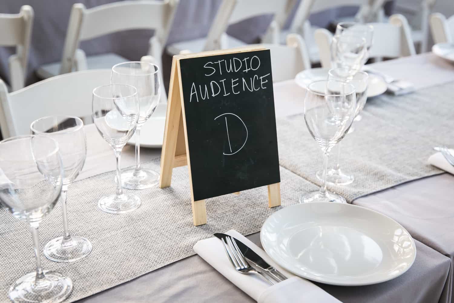 Table setting with mini blackboard table number