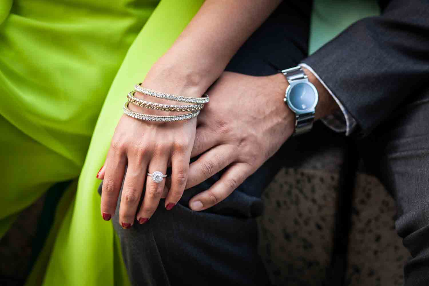 Close up on couple's hands