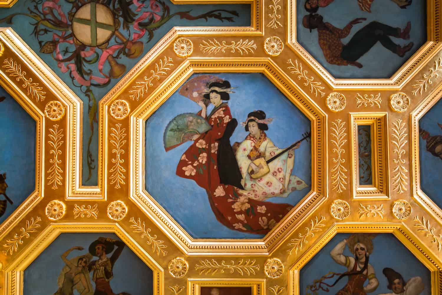 Photos of Sarasota including detail of ceiling at Ca d'Zan