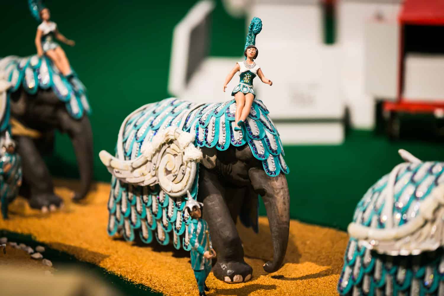Miniature circus elephant and showgirl in Circus Museum