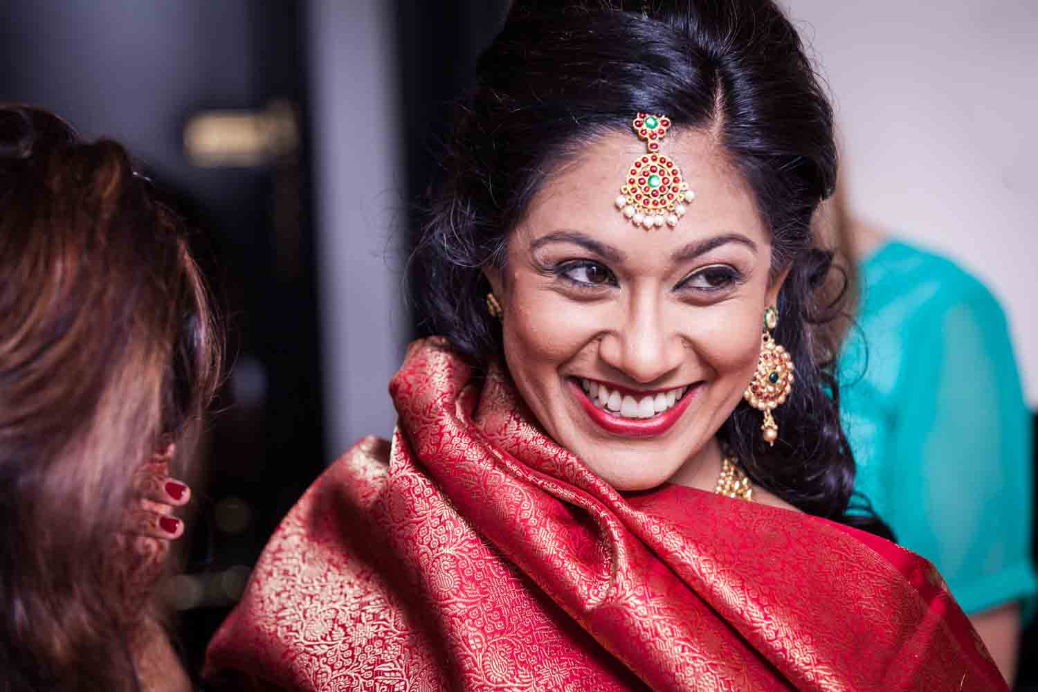 Indian bride wearing traditional sari