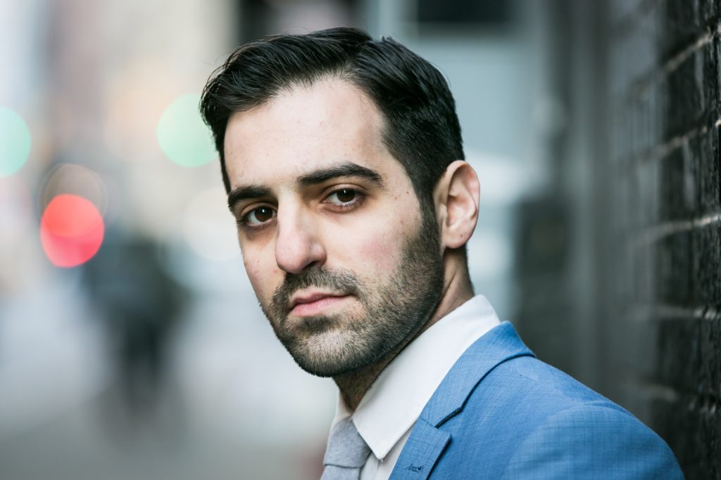 Headshot retouching images of man with beard and moustache