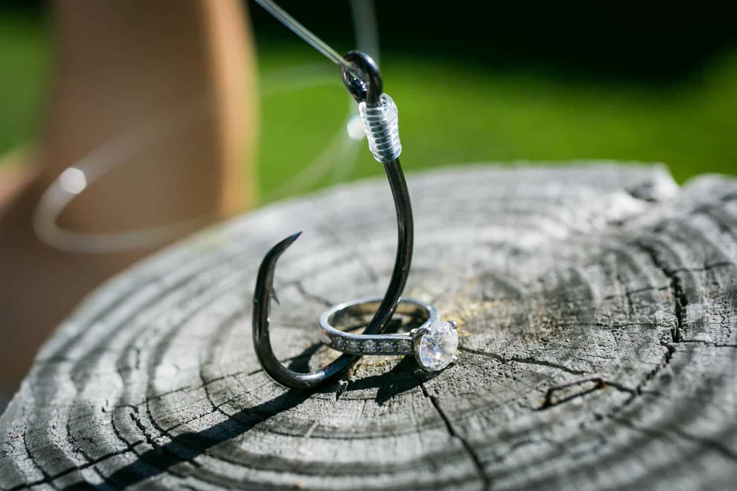Fishing hook and engagement ring