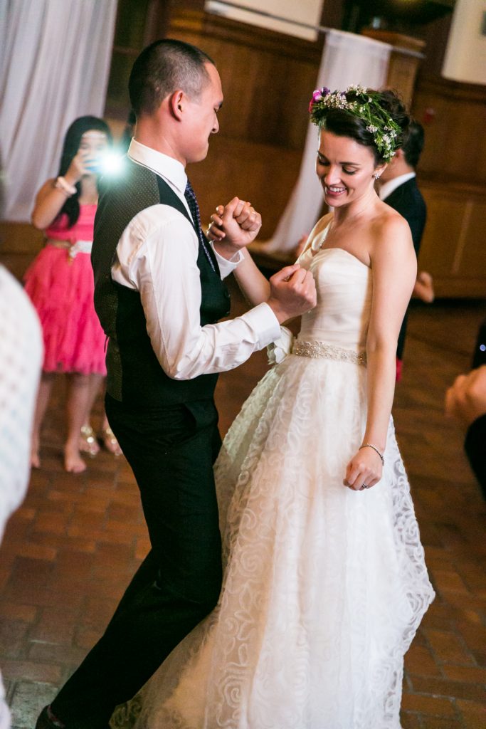 Bride and groom dancing at a Snug Harbor wedding