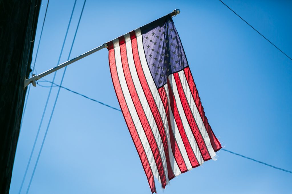 American flag flying in Far Rockaway
