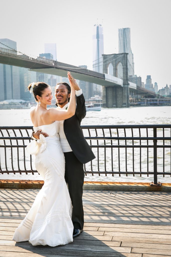 First dance photos of bride and groom at a DUMBO Loft wedding in Brooklyn
