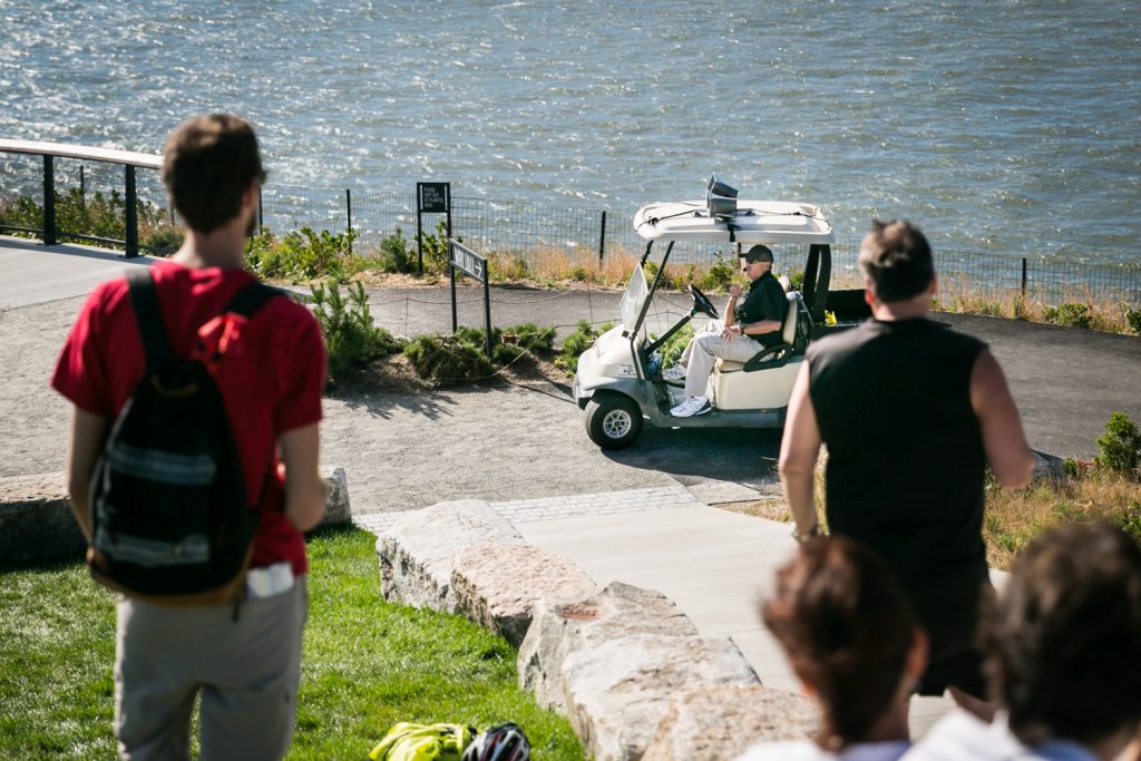 Governors Island photos of security guard in golf cart