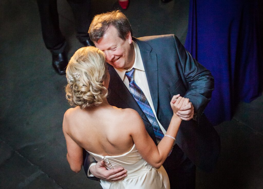 Bride and father dancing for an article on how to become a wedding officiant in NYC