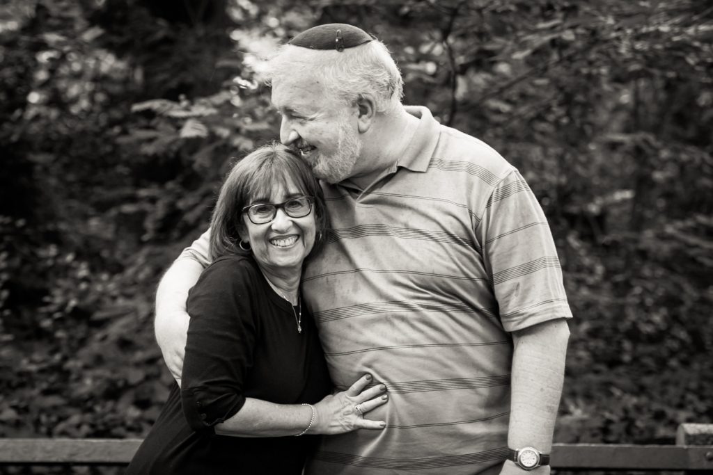 Black and white photo of older couple in Prospect Park
