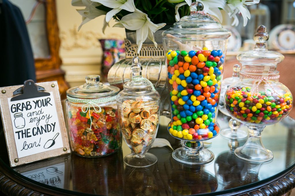 Display of candy for guests 