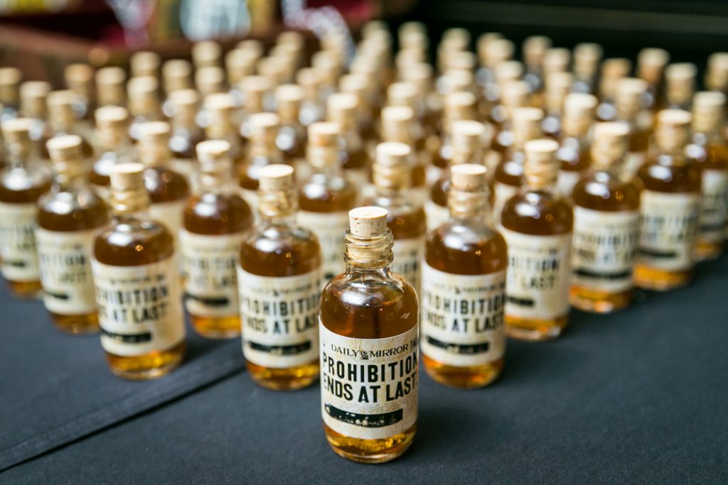 Little bottles of whiskey for article on creative guest favors