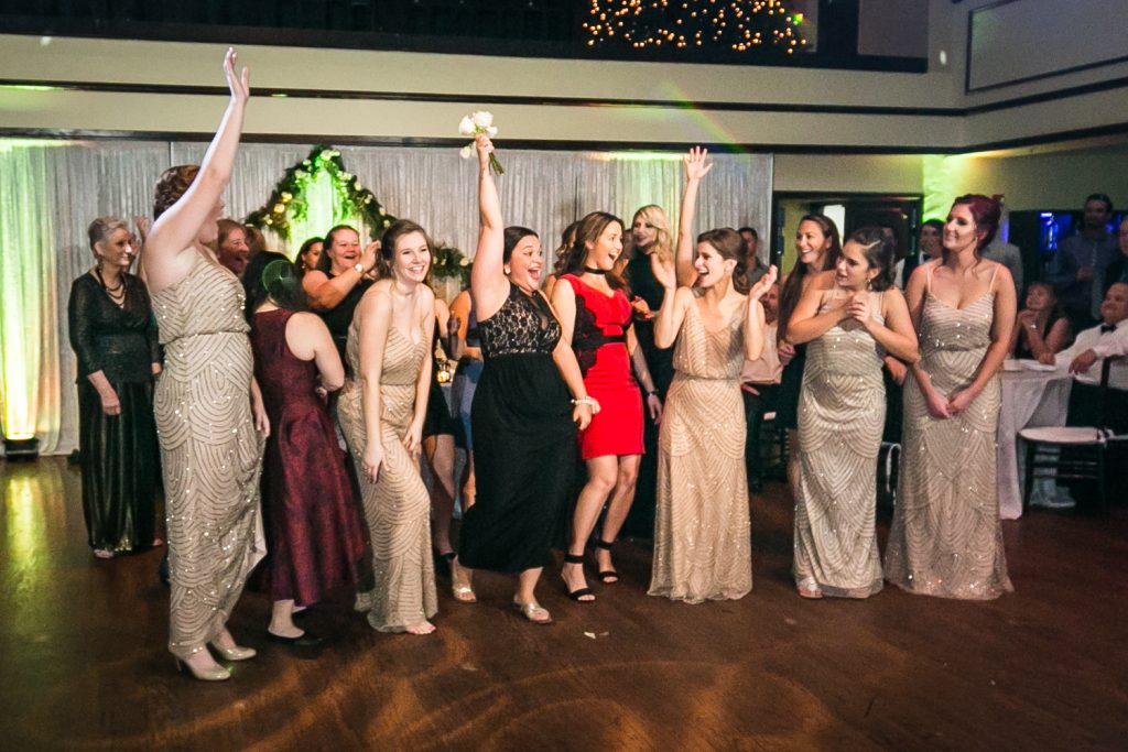 Women on the dance floor after bouquet toss at a West Palm Beach wedding
