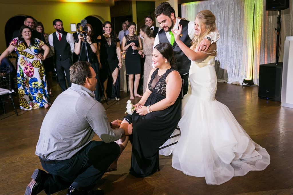 Garter toss ceremony at a West Palm Beach wedding