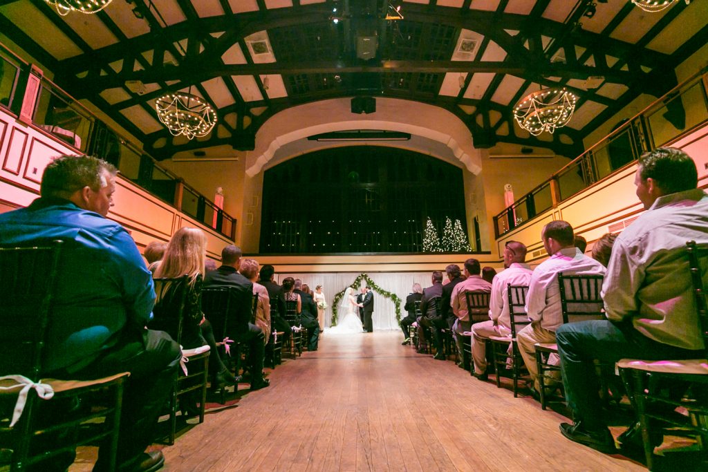Wide shot of Harriet Himmel Theater wedding ceremony
