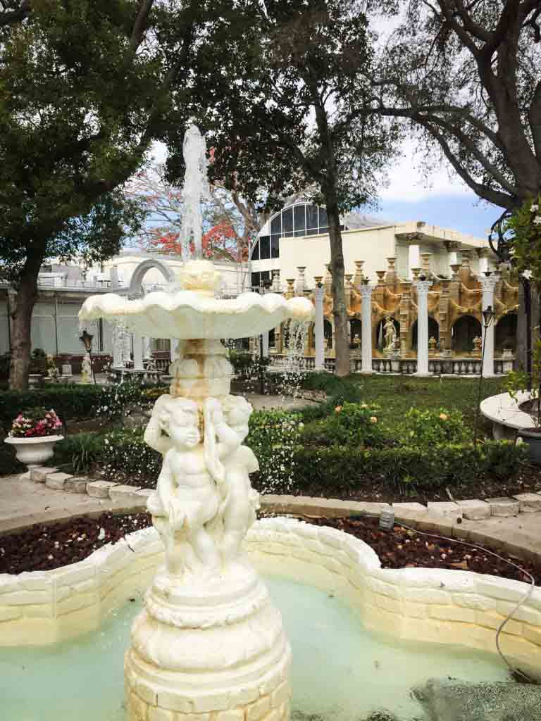 Fountain with cherubs outside the former Kapok Tree restaurant in Clearwater, Florida