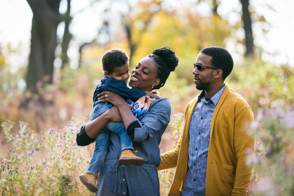 Forest park family portrait for an article on clothing tips for family photos