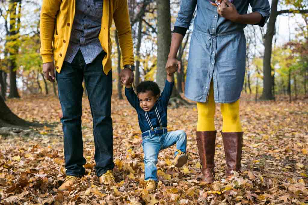 Forest park family portrait for an article on clothing tips for family photos