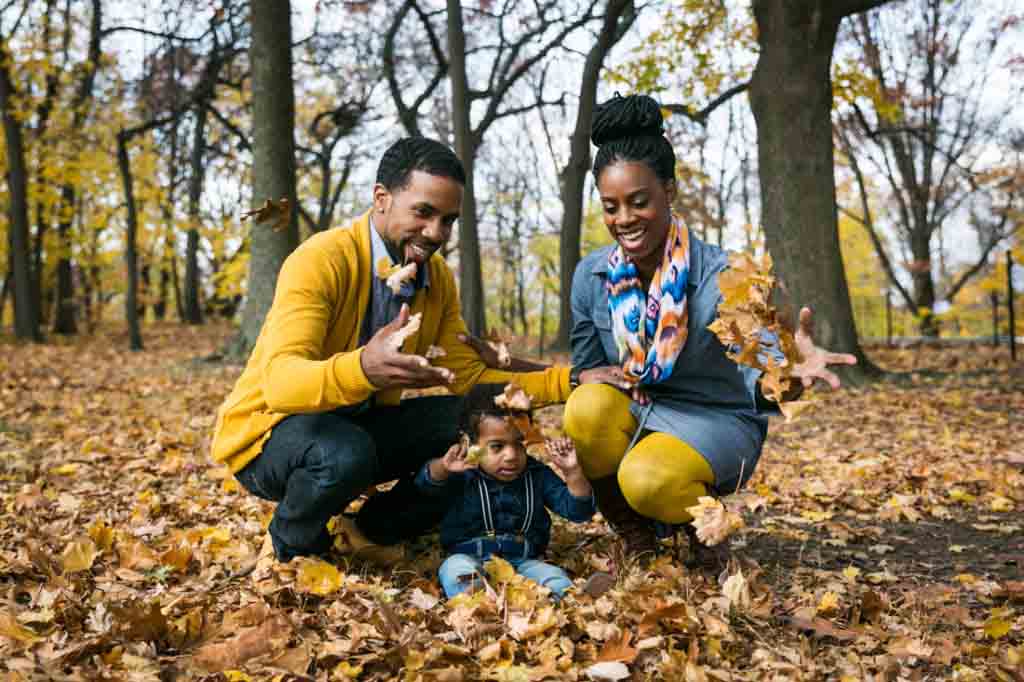 Forest park family portrait for an article on clothing tips for family photos