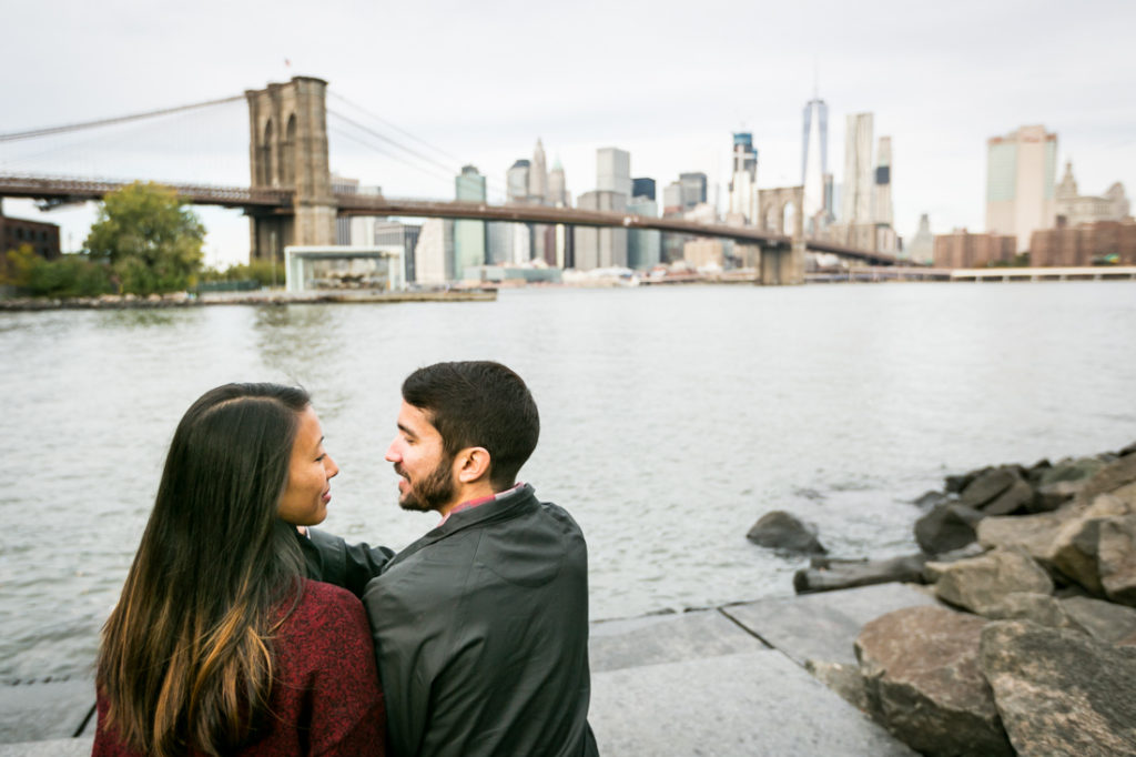 DUMBO engagement photographer, Kelly Williams, captures a couple in love