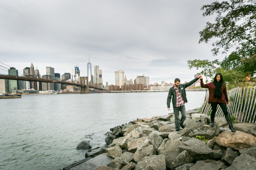 DUMBO engagement photographer, Kelly Williams, captures a couple in love