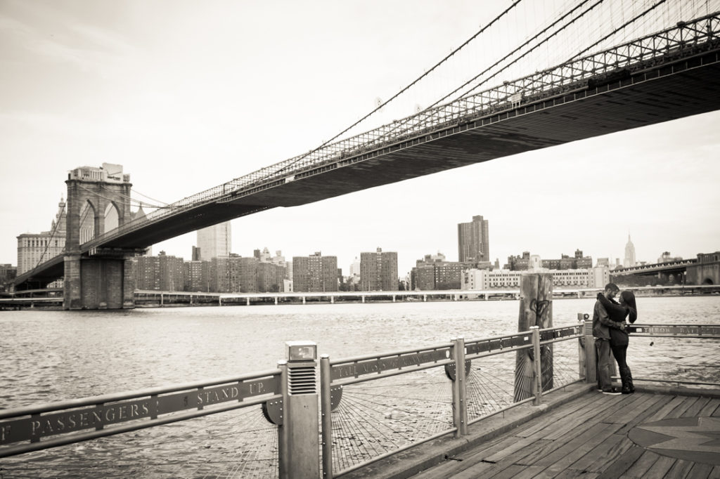 DUMBO engagement photographer, Kelly Williams, captures a couple in love