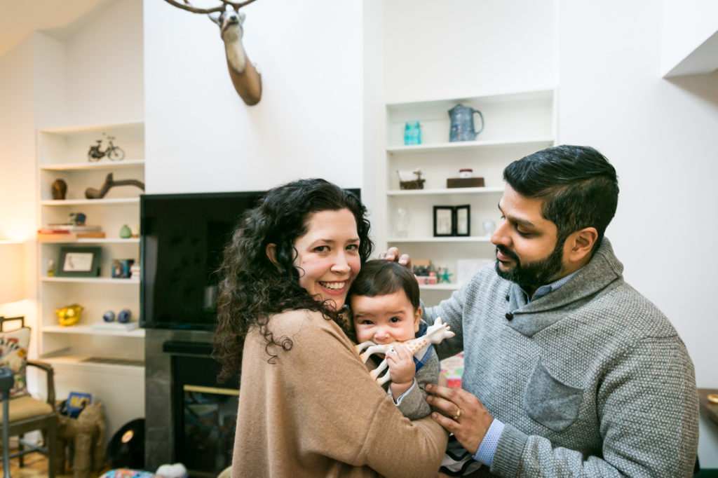 Family portrait for an article on indoor baby portrait tips